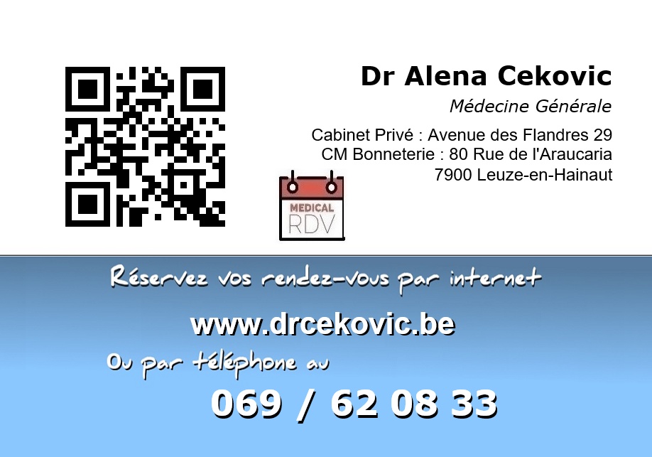 Dr Alena Cekovic - Médecine Générale ) Leuze-en-Hainaut :: Bienvenue